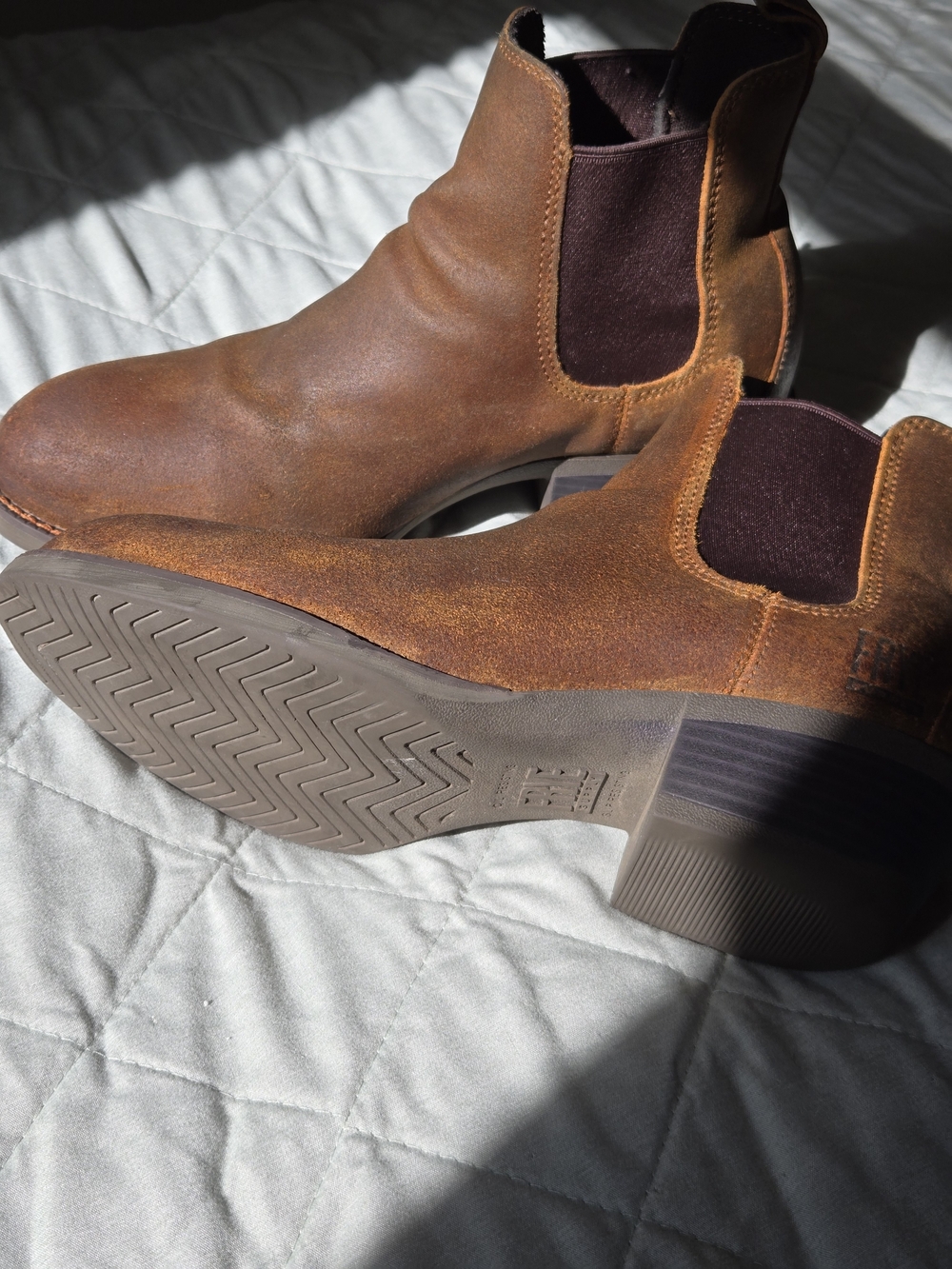 Frye Brown Suede Chelsea Booties With Steel Toe And Dark Elastic Panels